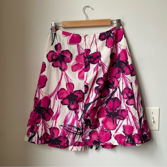 Lafayette 148 New York Pink Floral A-Line Skirt - Picture 3 of 6